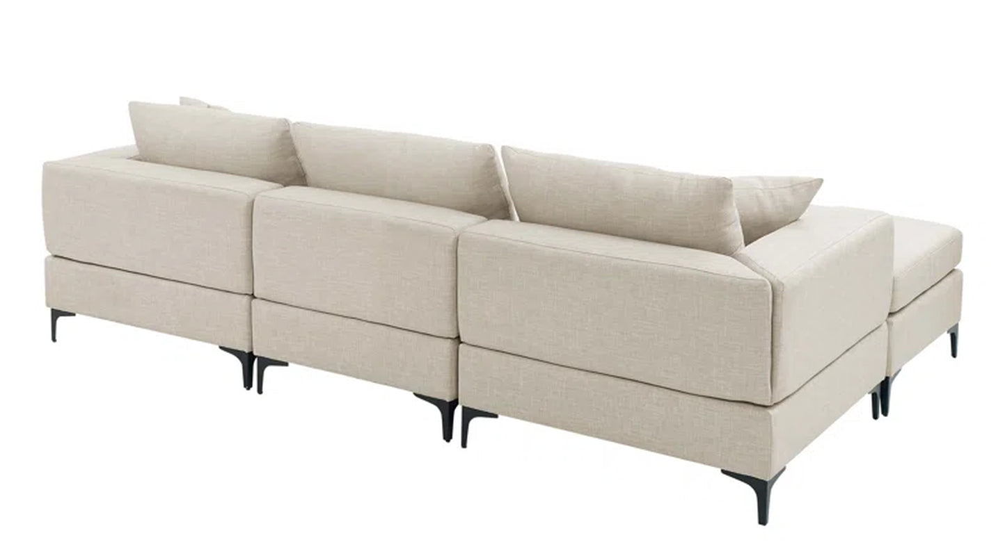 Aroosh Elegance 4-Piece Upholstered Sectional Corduroy Couch