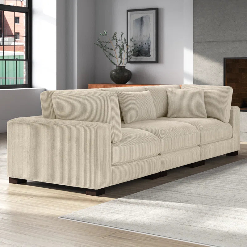 Assuntino Elegance 112'' Upholstered Sofa Corduroy Couch