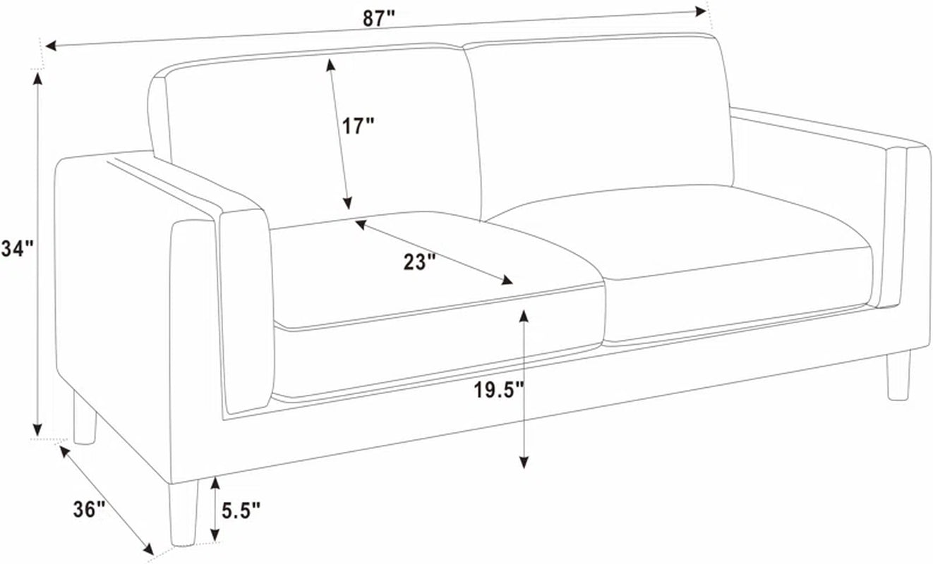 Larisey Elegance 87'' Upholstered Sofa Corduroy Couch