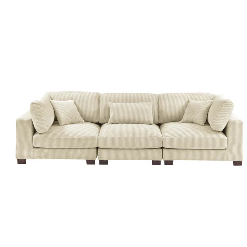 Assuntino Elegance 112'' Upholstered Sofa Corduroy Couch