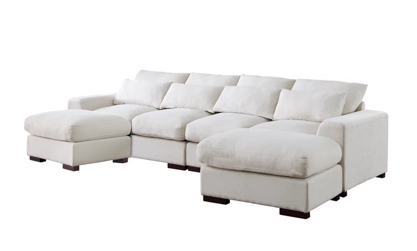 Elysian Retreat Linen Blend Sectional with 2 Ottomans