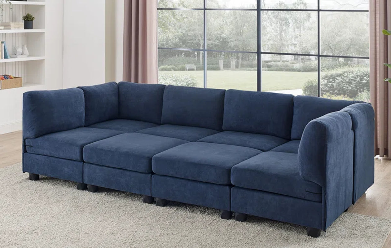 Serene Elegance 120" Wide Symmetrical Modular Sectional with Ottoman